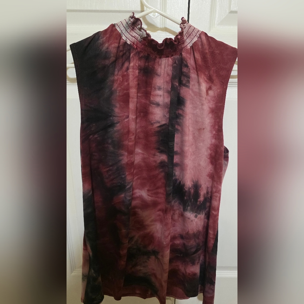 First Love Maroon and Black Tie-Dye Blouse